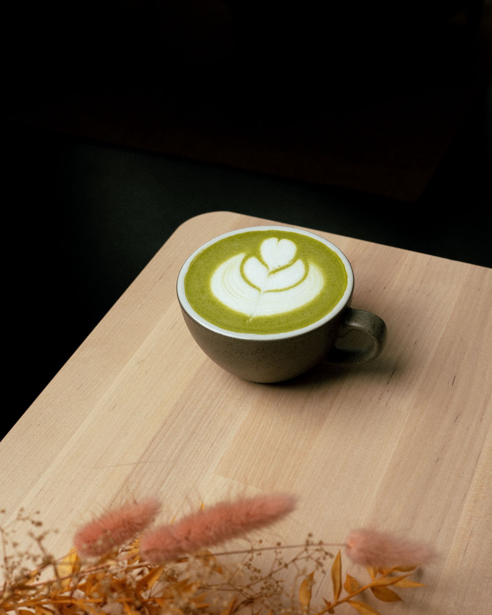 Matcha lattes overhead