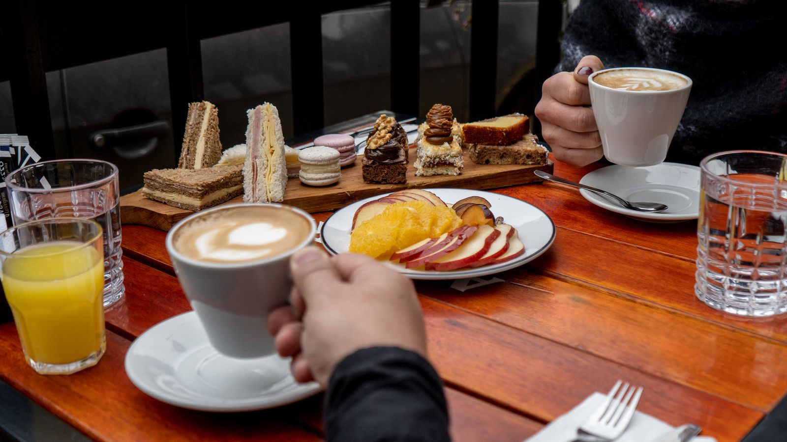 Pastries and coffee at a table